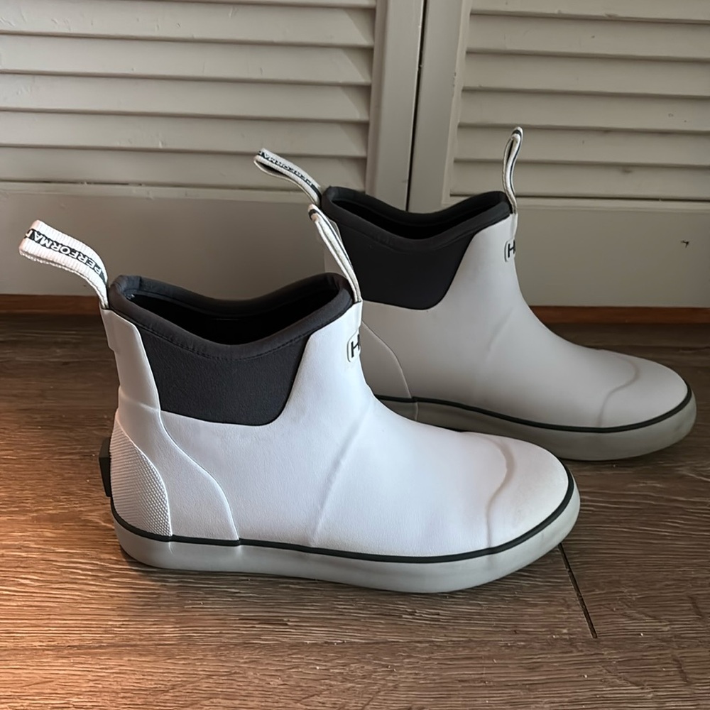 White and Gray Ankle Boots